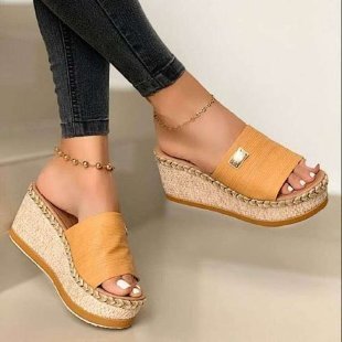 

2022 Summer Platform Sandals for Women Fashion Casual Hemp Wedges Slippers Thick Sole Open Toe Outdoor Beach Woman Walking Shoes