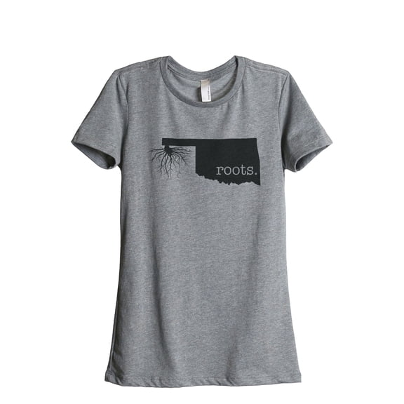 Thread Tank Home Roots State Oklahoma OK Women's Relaxed Crewneck T-Shirt Tee Heather Grey Small