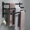 thumbnail image 3 of Toallero de aluminio montado en la pared, 3 niveles con ganchos, toallero negro impermeable de 30cm para baño, cocina y baño JAMW Sencillez, 3 of 5