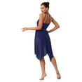 thumbnail image 2 of LiiYii Robe de Danse Lyrique Moderne pour Femmes, Dos Nu Irrégulier en Maille à Volants pour Performance sur Scène Bleu Marine P, 2 of 8