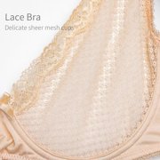 Varsbaby Women's Sexy Lace Bra Balconette Mesh Underwired Demi Shelf Bra Unlined See Through Bralette