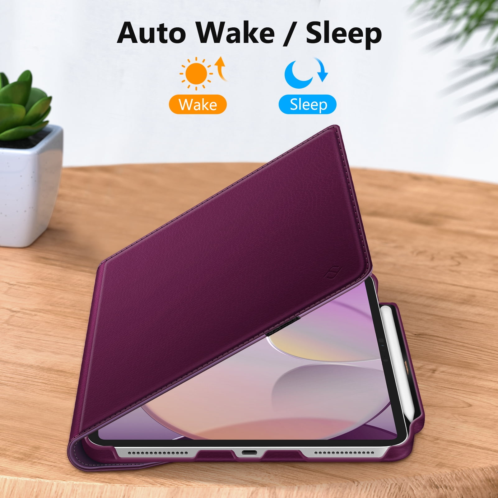 Fintie Rotating Case for iPad Pro 13-inch M4 Chip 2024 Release, 360 Degree Swiveling Protective Stand Cover with Pencil Holder, Purple