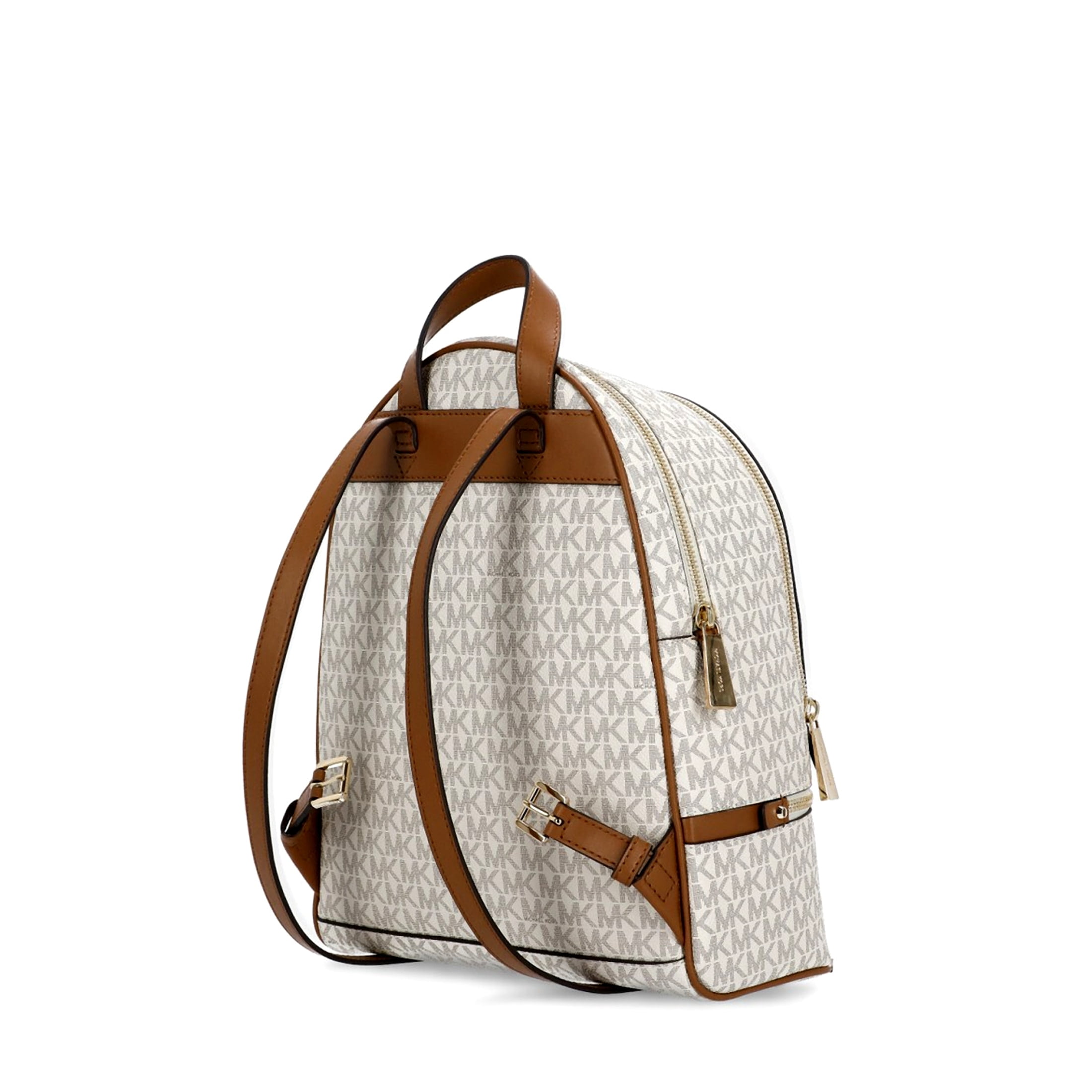 Michael Kors Rhea Vanilla Monogram Backpack EUC $498 Retail Genuine Michael Kors Rhea Medium MK Signature Backpack in  main image 4