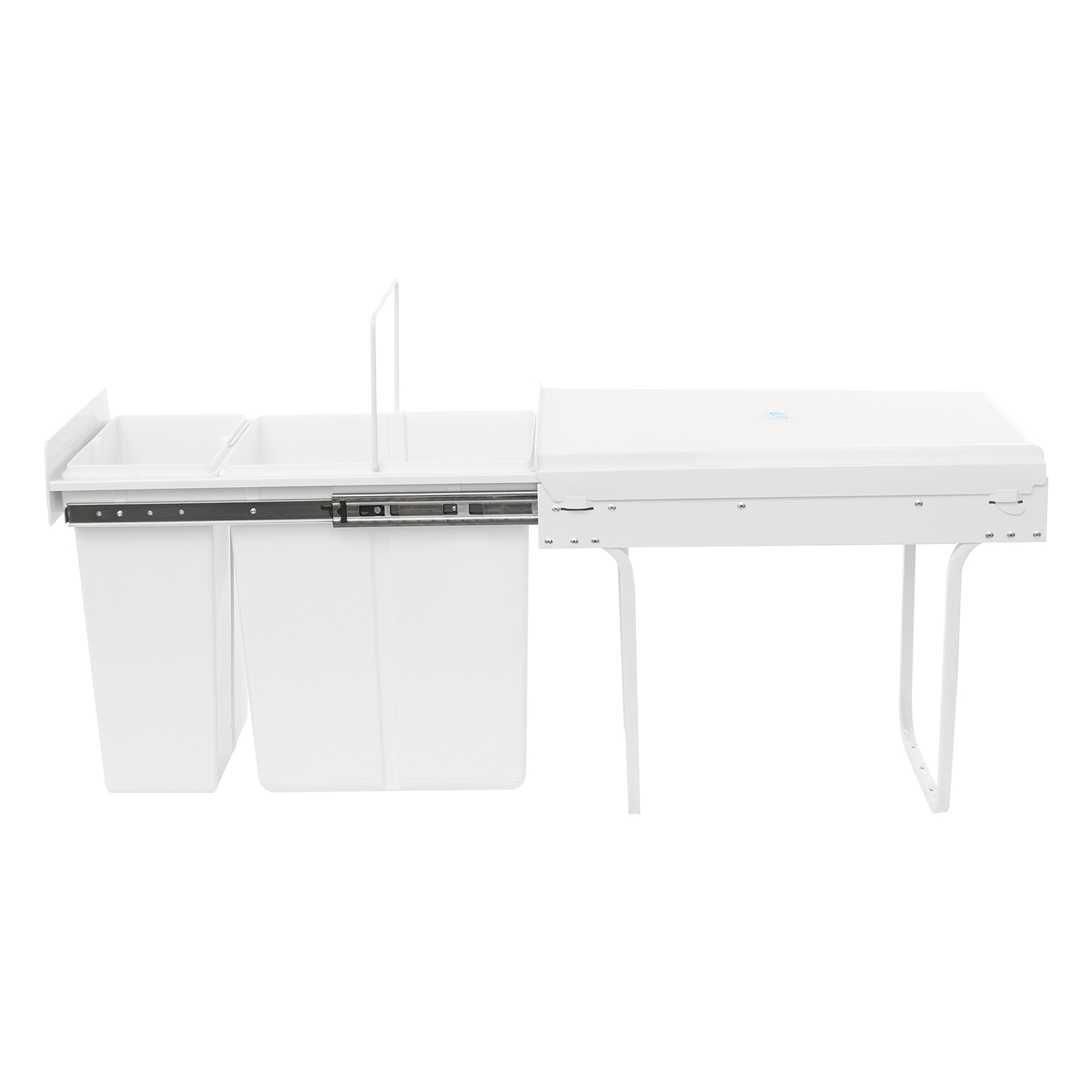 White Pull Out Trash Can Under Cabinet with Lid, 10L+20L(2.64+5.28Gal) Dual Bin Kitchen Garbage Can, Hidden Under Sink Trash Can with Ordinary Rail