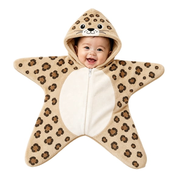 Starfish Lined Onesie, Soft Romper, Footie Closure Bodysuit, Fall Winter Warm Jumpsuit Outfits for Baby
