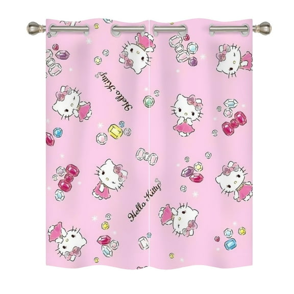 Hello kitty Blackout Curtains for Boys Girls Home Decor, Cartoon Fun Insulation Curtains, Bedroom Living Room Blackout Curtains 140x160cm