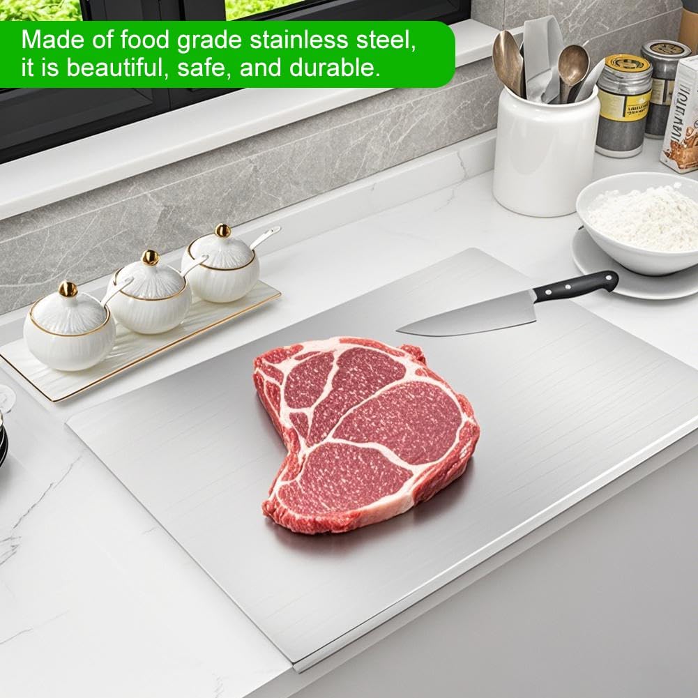 Stainless Steel Cutting Boards for Kitchen, Large Metal Cuttin-g Board with Counter Lip Cutting Board Over Sink for Meat,Fruits,Vegetables,Bread,Noodle,and Pizza(SIZE:30 * 40)