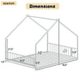 thumbnail image 4 of Bellemave Full Size Metal House Bed with Roof and LED Lights Montessori House Bed with Headboard and Footboard  Floor Bed Frame with Slats (Full, White), 4 of 10