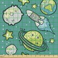 thumbnail image 2 of Space Sofa Upholstery Fabric by the Yard, Funny Planetary Travel Cosmos Adventure Rocket Moon Earth Stars Galaxy Cartoon, Decorative Fabric for DIY and Home Accents, Teal Multicolor by Ambesonne, 2 of 5