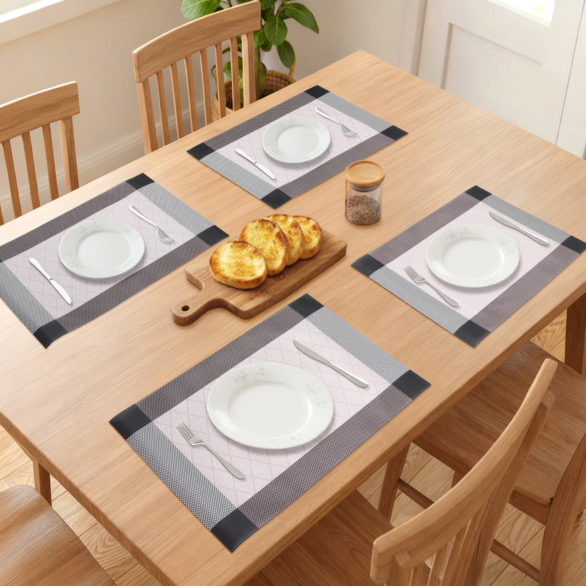 Unique Bargains Set of 6 Washable Plastic Placemats for Dining Table Indoor Blue