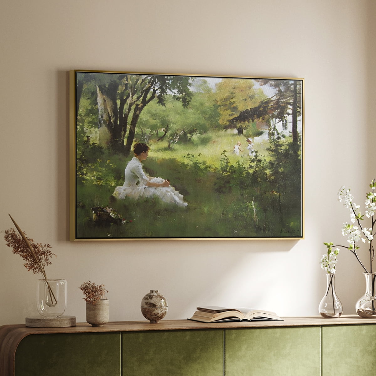 Vintage Landscape-CCXLV By Wexford Home Framed in Gold Wood Gallery Wrapped Canvas 17 in. x 25 in.