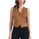 thumbnail image 1 of CHALECO SIN MANGAS DE SUEDE FALSO V DE MUJER INSPIRAR CHIC CON BOTONES VINTAGE CASUAL CAMEL OSCURO XL, 1 of 6