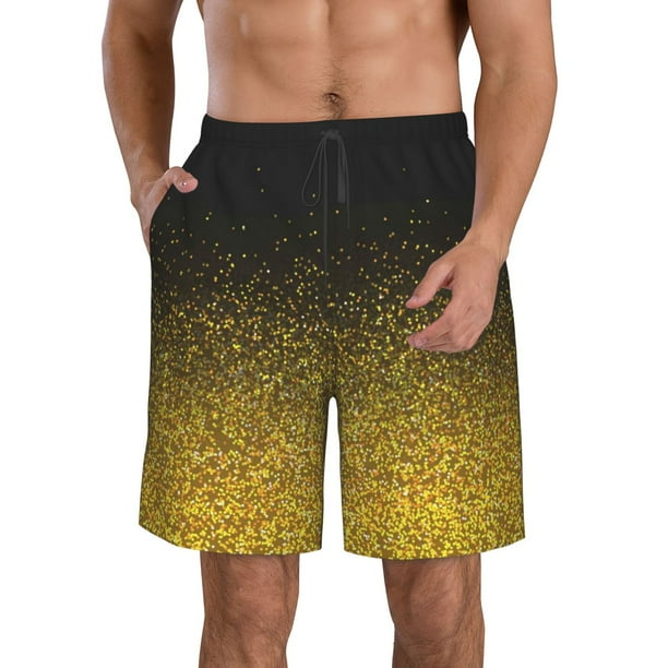 Fotbe Gold Glitter Gradient Trajes de Baño Estampados para Hombre, Shorts de Verano de Secado Rápido, Ropa de Playa, Bañadores-X-Large