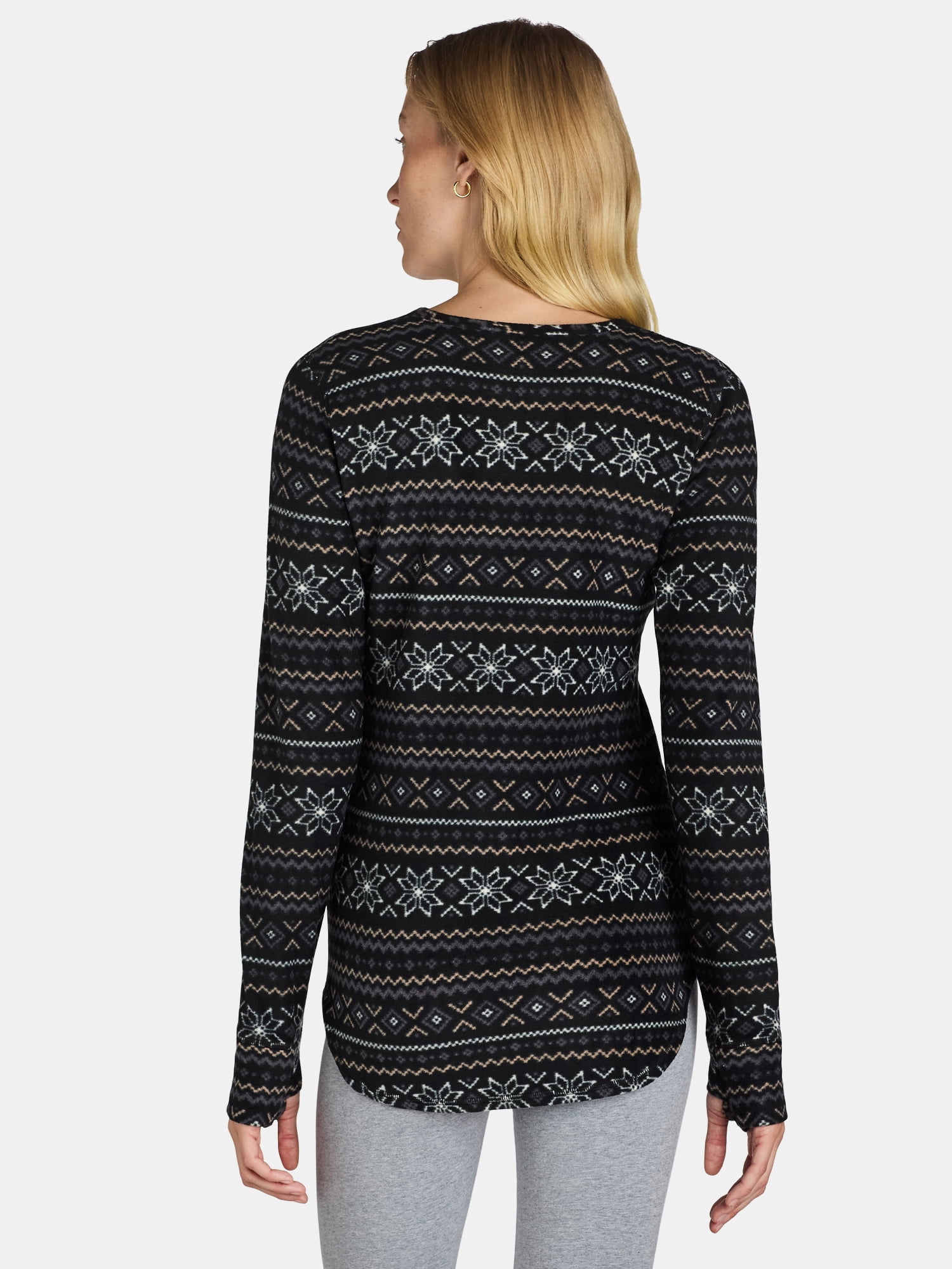 ClimateRight by Cuddl Duds Women's Warm Stretch Fleece Long Sleeve Crew Neck Thermal Base Layer Top, Sizes XS to 4X