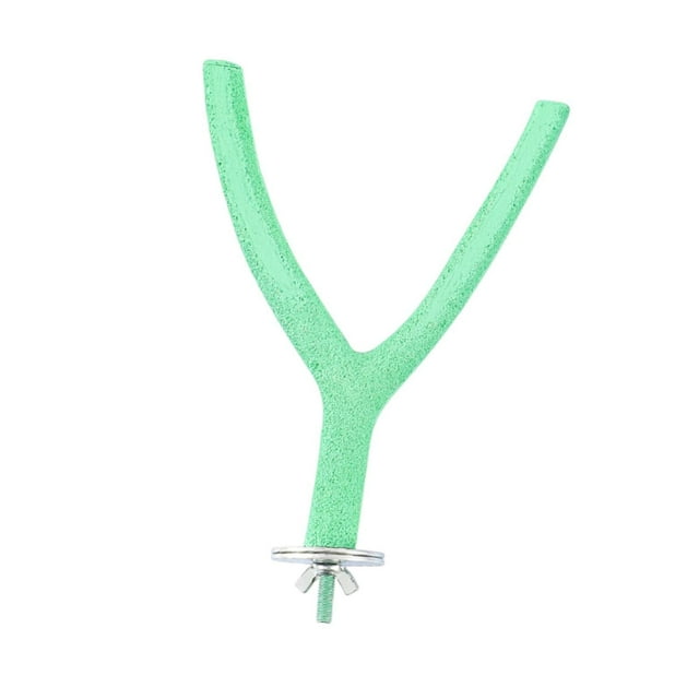 Soporte para pájaros en forma de Y, juguete portátil para ejercitar las patas, juguete para jaula de loros Verde