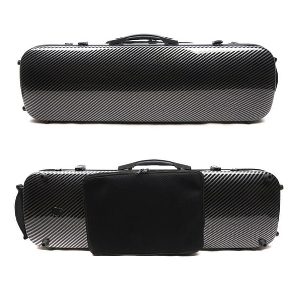 Siemonic 1pcs 4/4 Violin Case Carbon Fiber Case with Thick Padding 2 Pcs Bow Holder Black