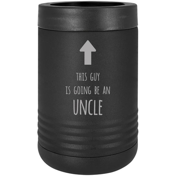 This Guy is Going to be an Uncle Stainless Steel Engraved Insulated Beer Beverage Holder Can Cooler, Black
