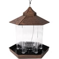 thumbnail image 1 of Comedero para pájaros silvestres, contenedores automáticos de comida para pájaros grandes, dispensadores de comida para pájaros colgantes exteriores, comederos retráctiles para pájaros, 1 of 5
