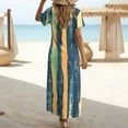 thumbnail image 4 of Gamivast Plus Size Dresses for Women V-Neck Short Sleeve Maxi Dress Floral Dress Loose Fit Long Dress Boho Beach Dress Vacation Sundress Resort Wear for Cruise Green XXL, 4 of 7