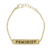 Zad Jewelry Feminist Engraved Bar Bracelet, Gold