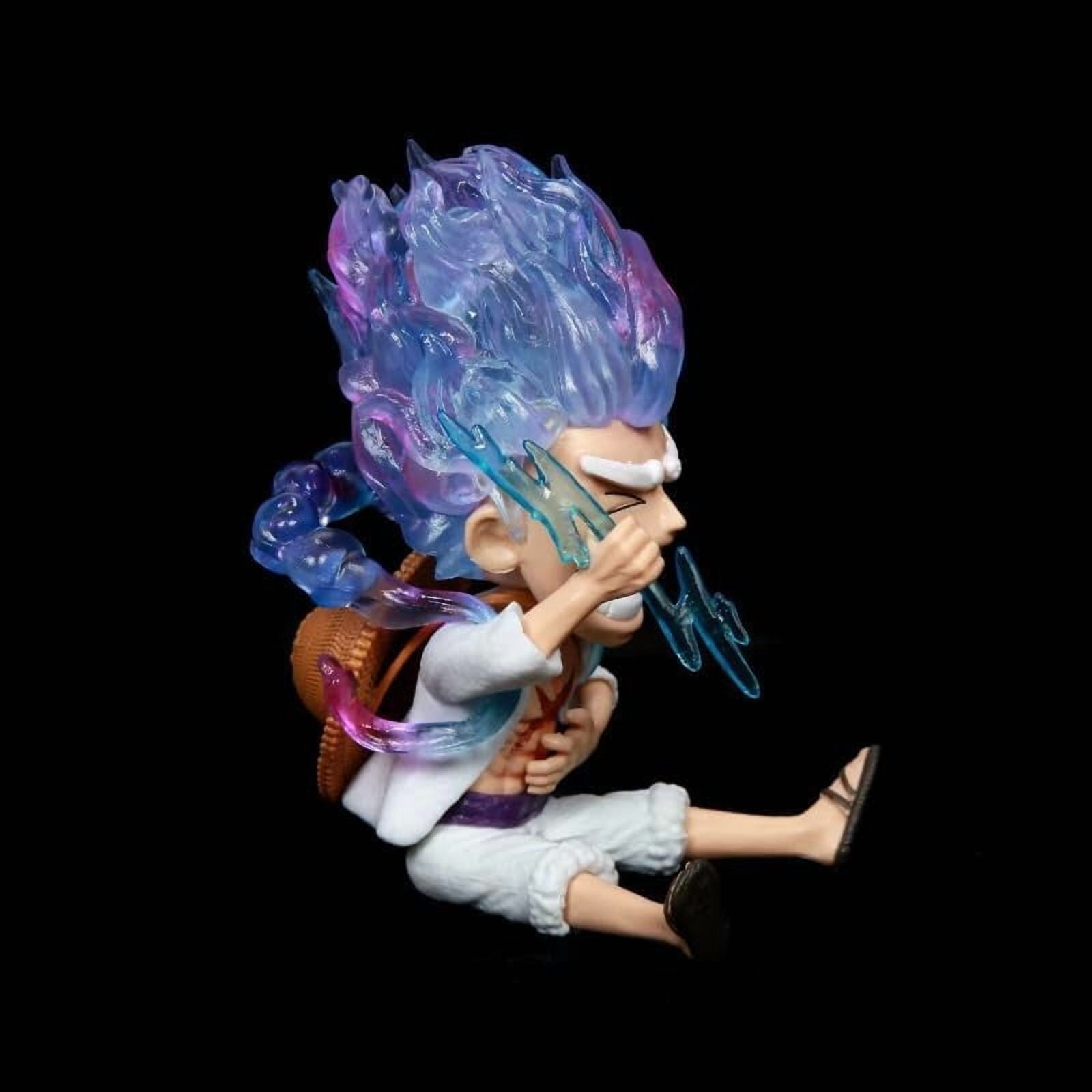 Newly Luffy Figure Q Version Sitting Nika Fifth Gear Luffy Action Figures 13cm/5.1inch PVC Character Figurine Cosplay Model Decoration Anime Gift (B)