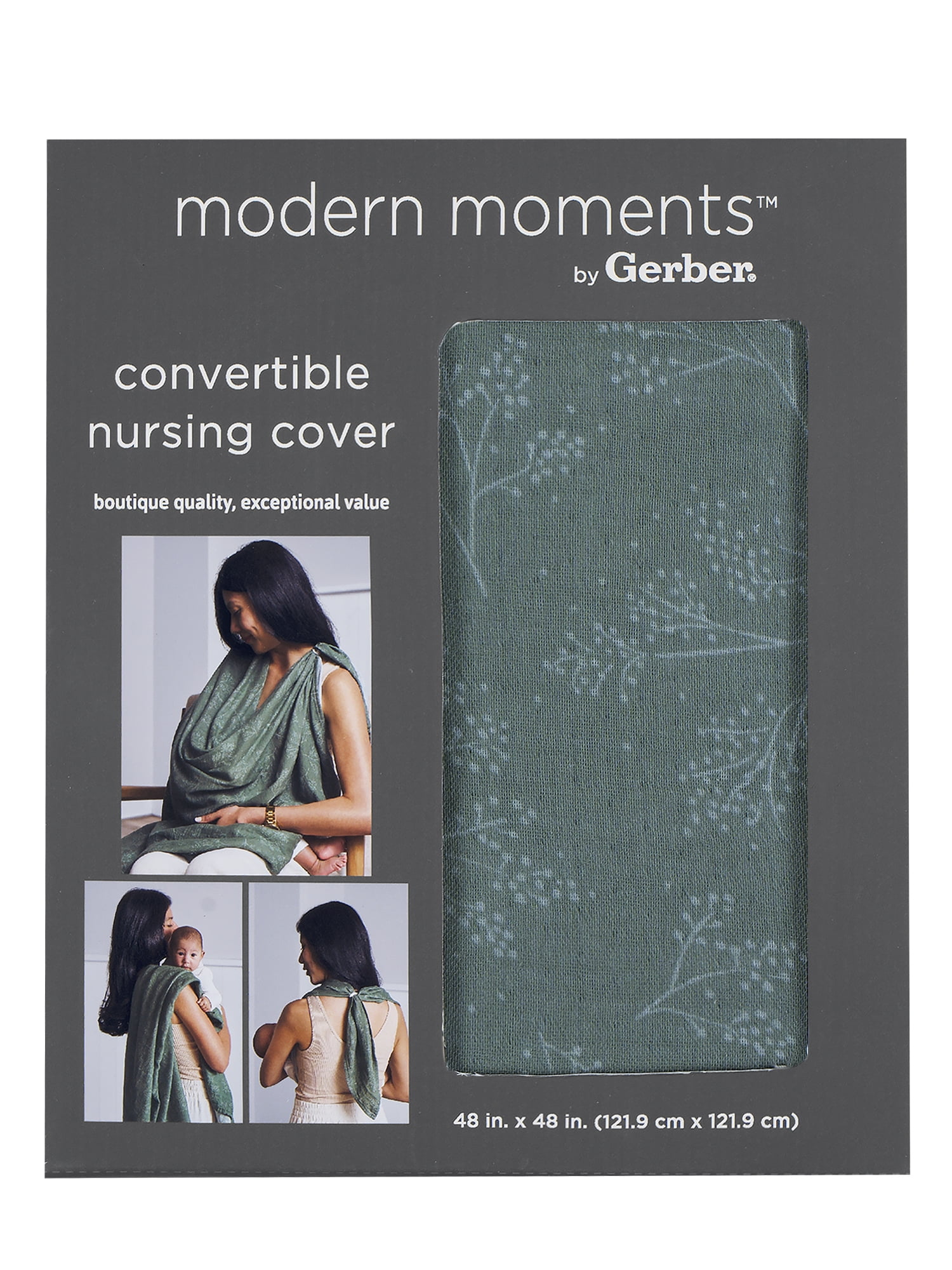Modern Moments By Gerber Multi-Use Nursing Cover, Swaddle Blanket, Tummy Time Blanket and Burp Cloth&nbsp, One Size, Green