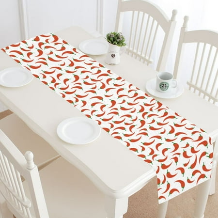 MKHERT Chili Peppers Table Runner for Office Kitchen Dining Room Wedding Party 16x72 inch