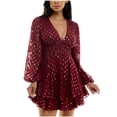 thumbnail image 1 of B. DARLIN Womens Tie-Waist Double-Tiered Tiered Ruffled High Waist Dress, gold, Juniors, 0, 1 of 1