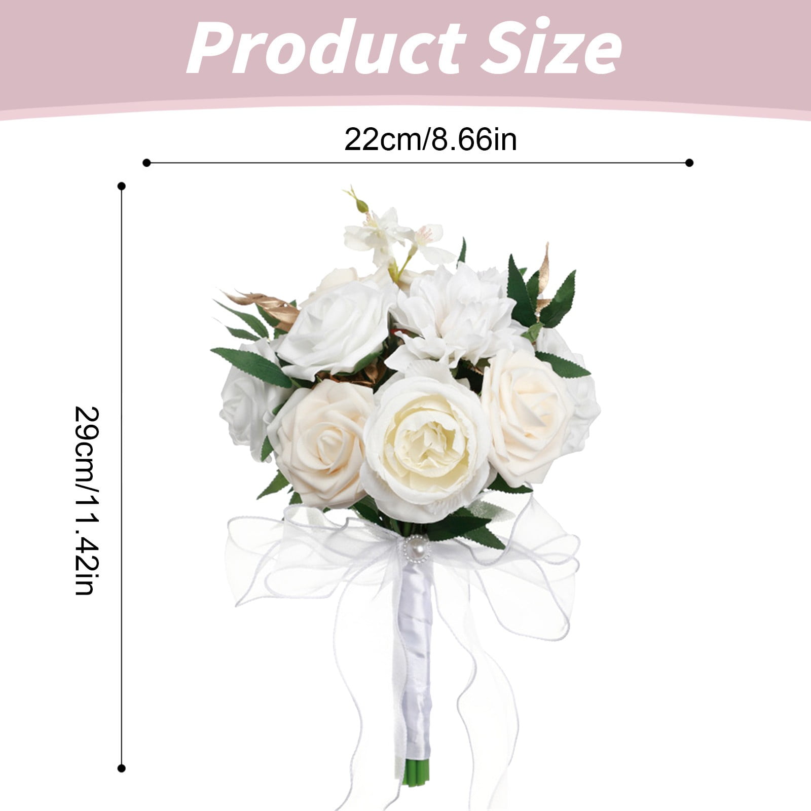 FXMLRLK 1 Pack Dusty Blue Wedding Bouquets for Bride Bridesmaid, White Wedding Artificial Flowers for Wedding Bouquets Ceremony, Anniversary
