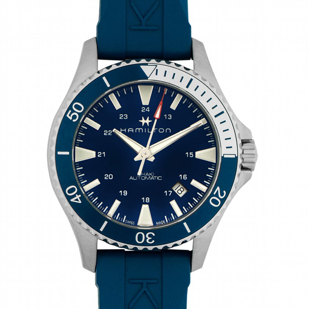 Hamilton - Hamilton Khaki Navy Automatic Blue Dial Men's Rubber Watch ...