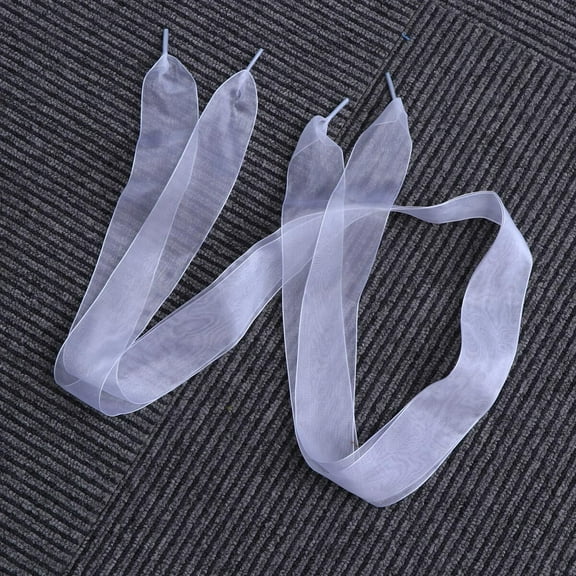 OFFIGAM 1 Pair Girls Shoe Laces White Transparent Organza Ribbon Boot Laces for Party Decorations