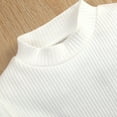 thumbnail image 5 of jsaierl Toddler Girl Fall Winter Clothes Solid Long Sleeve Ribbed T-Shirt Knit Tops Faux Leather Button Mini Skirts Set Outfits 1T-5T, 5 of 7
