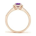 thumbnail image 2 of ANGARA Natural Oval Amethyst Split Shank Halo Ring in 14K Rose Gold for Women (Size-7x5mm) | February Birthstone, Birthday, Anniversary, Jewelry Gift for Women | Natural Amethyst Ring, 2 of 9