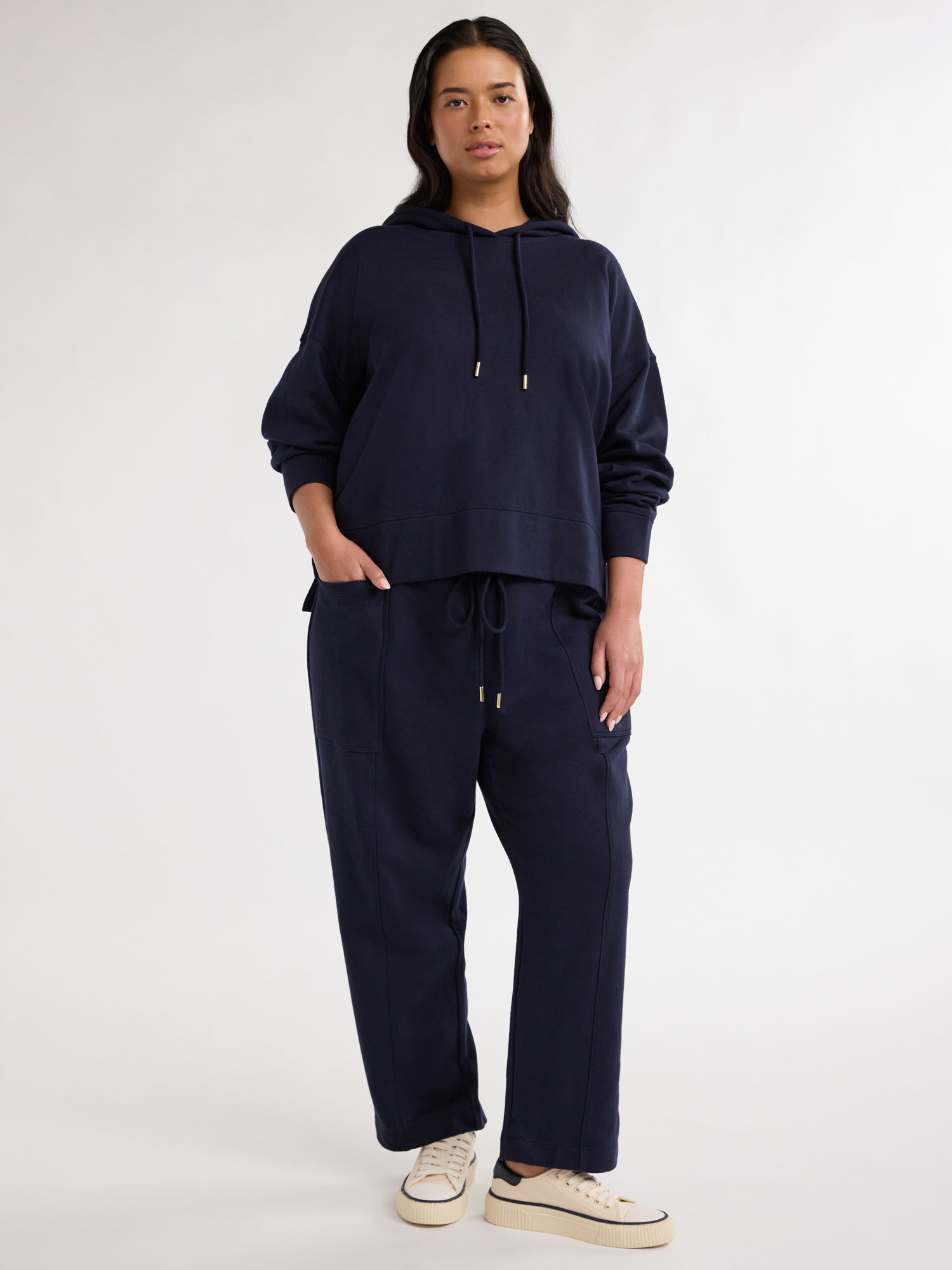 Free Assembly Women's and Women's Plus French Terry Cloth Sweatpants with Patch Pockets, 24.5" Inseam, Sizes XS-4X