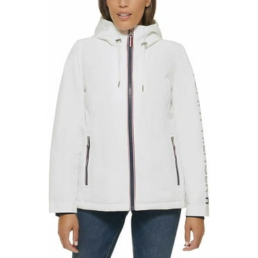 Tommy Hilfilger Women's Jacket Hooded Fleece Lined White Large Heavyweight