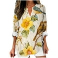 thumbnail image 2 of Njagoc3 Womens Oversized Long Sleeve Shirt, Yellow Flower & Bird Print, Breathable Open Front Blouse, Boho Summer & Fall Festival Top, 2 of 5
