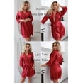 thumbnail image 2 of Ekouaer Sexy Robes for Women Short Lace Trim Satin Kimono Robes Keen Length Silk Robe with Pockets 3/4 Sleeve Wedding Loungewear, 2 of 5