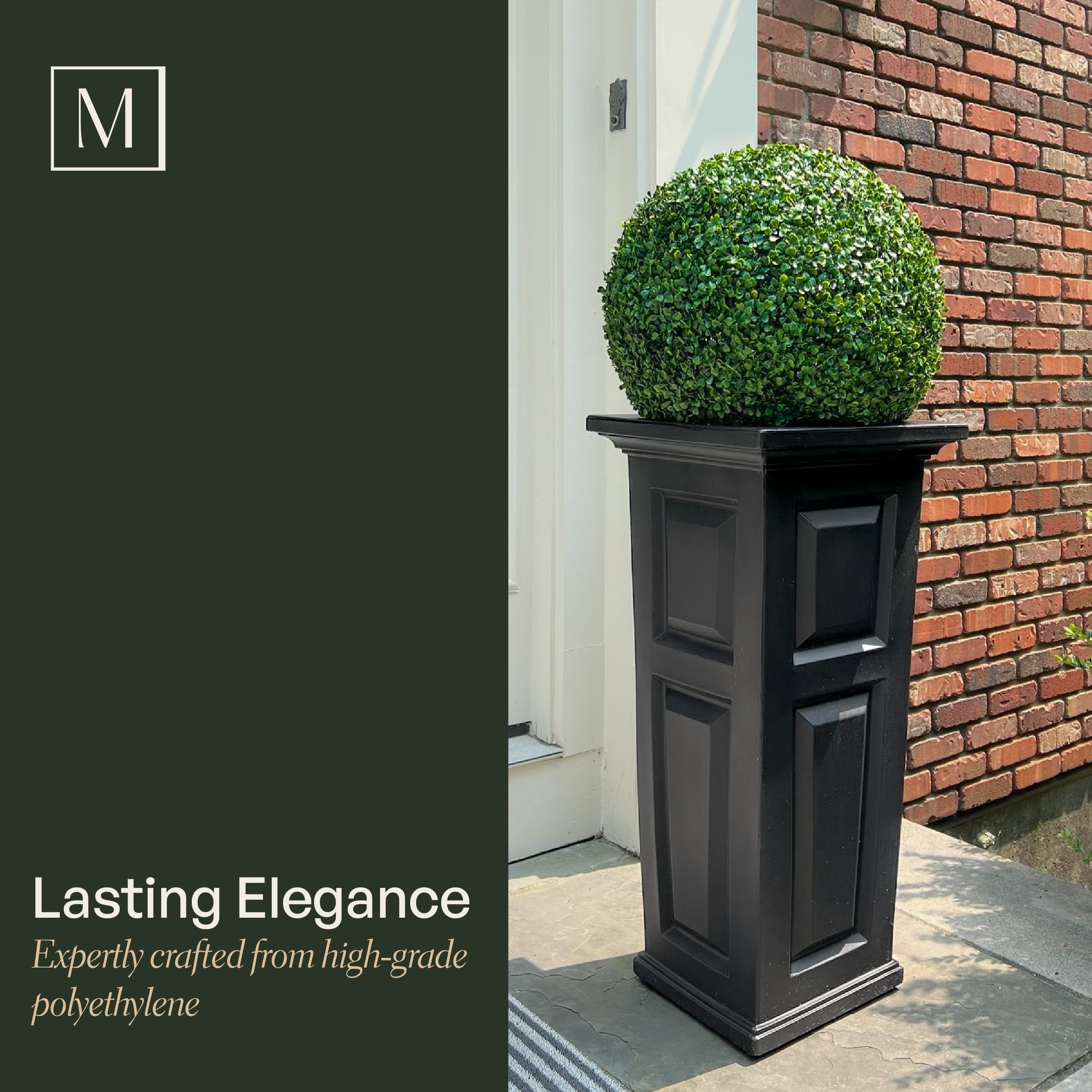 Mayne Nantucket 16" x 16" x 32" Tall Square Espresso Self Watering Plastic Planter