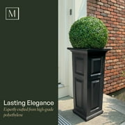 Mayne Nantucket 16 x 16 x 32 Tall Square Black Self Watering Plastic Planter
