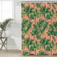 thumbnail image 2 of 72x78 Inch Shower Curtain Palm Tree Tropical Bathroom Decor Waterproof Fabric Bathtub Bath Curtains Decorative Pink Summer Botanical Leaves Extra Long Shower Curtain Set with Hooks, 2 of 6
