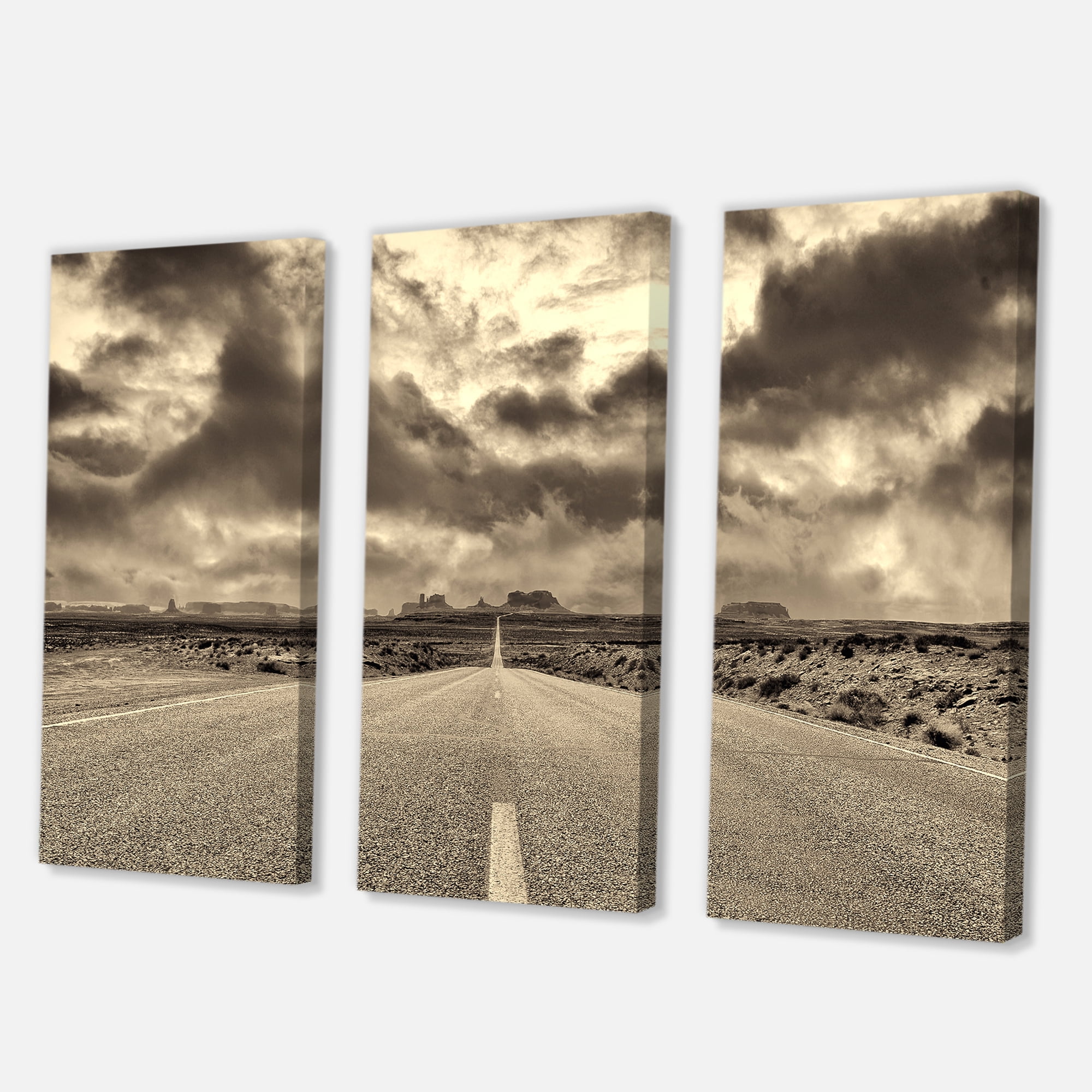 Designart ' The Straight Road To Monument Valley ' Traditional Canvas Wall Art Print