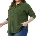 thumbnail image 2 of DARING DIVA Women's Plus Size Knit Casual Long Sleeve Button Down Shirts 3X Army Green, 2 of 5