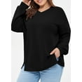 thumbnail image 4 of DOKOTOO Plus Size Sweatshirts for Women Long Sleeve V Neck Oversized Drop Shoulder Solid Pullover Tops(1X-5X), 4 of 7