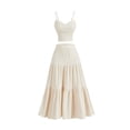thumbnail image 2 of Jaimenalin Womens 2 Piece Maxi Skirt Sets Crop Top Ruffle Hem Flowy Midi Skirt Vacation Going Out Outfits Milky White XXL, 2 of 8