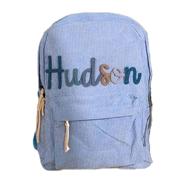 Mochila de pana con el nombre de tu hijo personalizada con cordón bordado al hombro personalizada para la vuelta al cole para niños y niñas