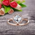 thumbnail image 5 of 1.25 Carat 6mm Round Cut Aquamarine Engagement Ring with Plain Matching Band On 10k Rose Gold, 5 of 5