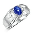 thumbnail image 3 of RYLOS Men's Rings 14K White Gold Classic 8X6MM Oval Gemstone &  Diamond Ring Blue Star Sapphire September Birthstone Rings For Man Gold Rings Size 12, 3 of 7