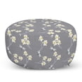 thumbnail image 1 of Flowers Insects Pouf Cover with Zipper, Spring Art Iris Flowers and Dragonflies on Greyscale Background, Soft Decorative Fabric Unstuffed Case, 30" W X 17.3" L, Grey Yellow and White, by Ambesonne, 1 of 5
