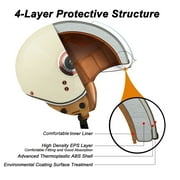 BEON Half Face Retro Vintage Motorcycle Helmet with Anti-Scratch Visor for Adults Moped Vespa, DOT & ECE Approved