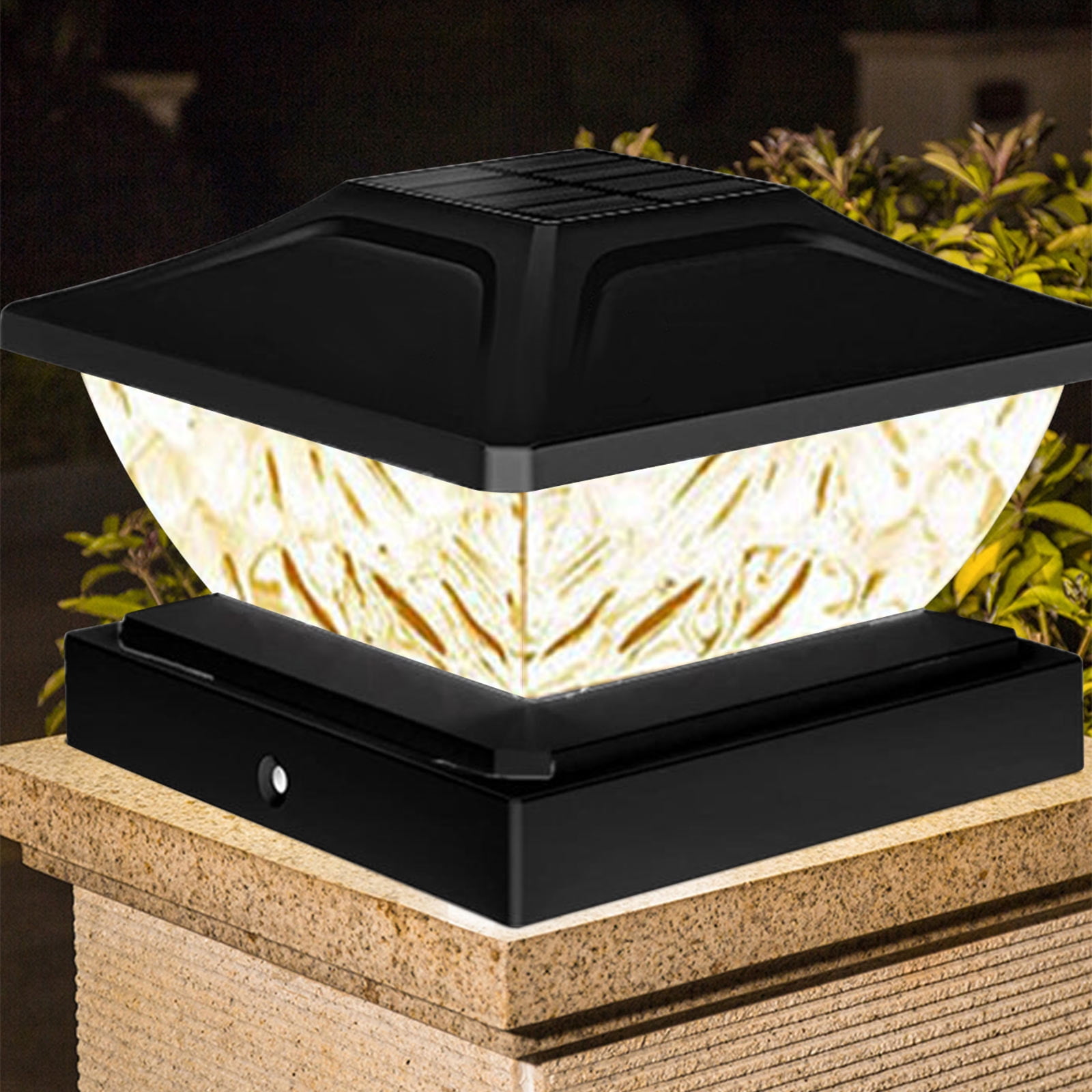 Weloille Outdoor Solar Post Light Modern LED Fence Deck Cap Light Solar Pillar Column Lamp for Flat Surface Patio Garden Decoration